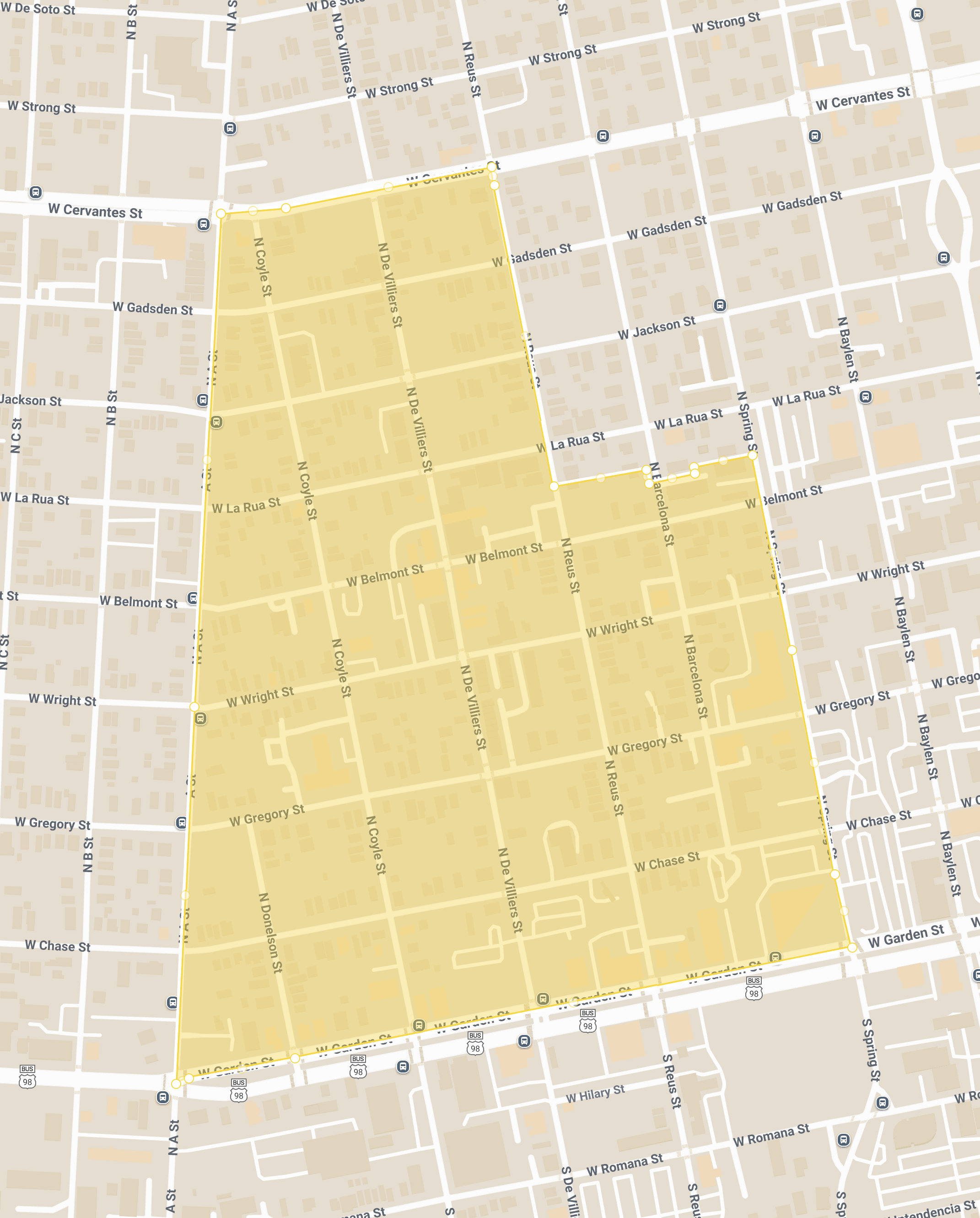Map of Belmont-DeVilliers neighborhood
